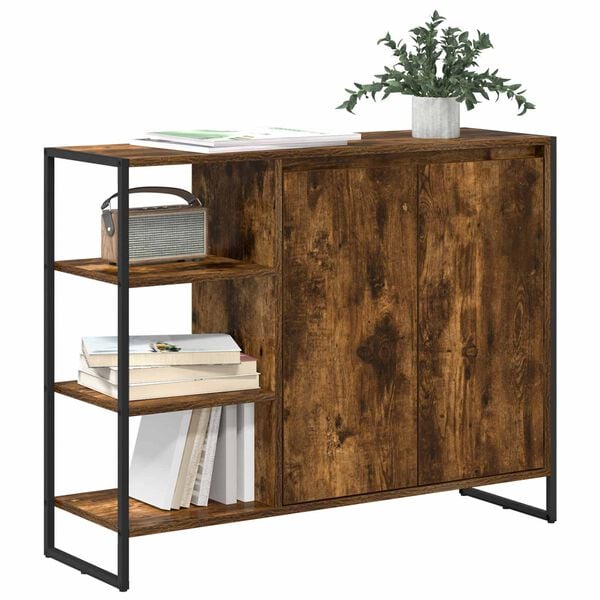 vidaXL Meuble d'appoint Ch&ecirc;ne Fum&eacute; 96,5 x 30 x 75 cm Bois d'ing&eacute;nierie