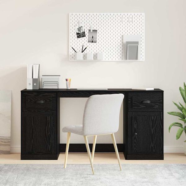 vidaXL Bureau avec armoire avec tiroir Chêne noir 154,5 x 50 x 75 cm