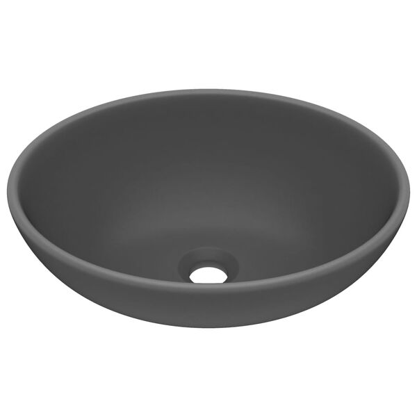 vidaXL Lavabo ovale de luxe Gris foncé mat 40x33 cm Céramique