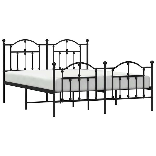 vidaXL Cadre de lit m&eacute;tal sans matelas avec pied de lit noir 140x200cm