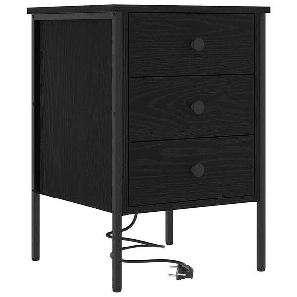 vidaXL Cabinet de chevet Ch&ecirc;ne noir 42 x 41 x 61 cm Bois d'ing&eacute;nierie