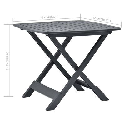 vidaXL Table pliable de jardin Anthracite 79x72x70 cm Plastique