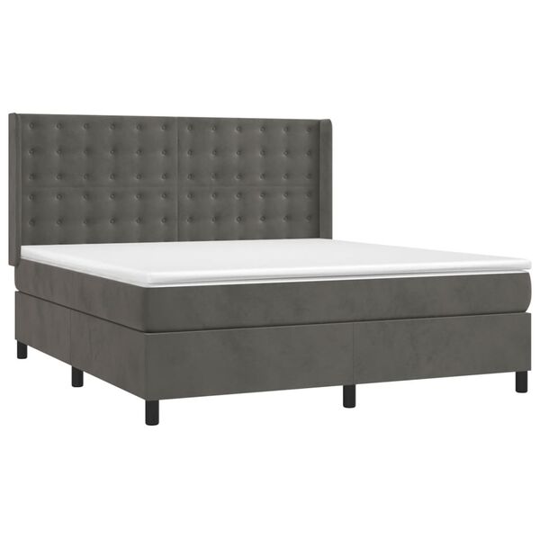 vidaXL Sommier &agrave; lattes de lit matelas et LED Gris fonc&eacute; 160x200 cm