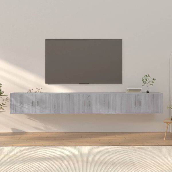 vidaXL Meubles TV muraux 3 pcs sonoma gris 100x34,5x40 cm