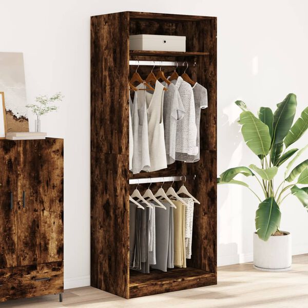 vidaXL Garde-robe chêne fumé 80x50x200 cm bois d'ingénierie
