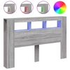 vidaXL T&ecirc;te de lit &agrave; LED sonoma gris 160x18,5x103,5 cm bois ing&eacute;nierie