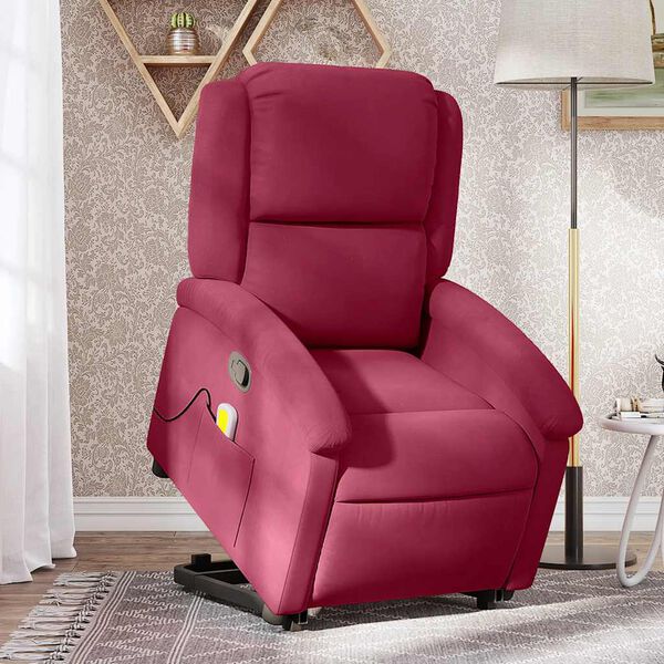 vidaXL Fauteuil de massage inclinable Rouge bordeaux Velours