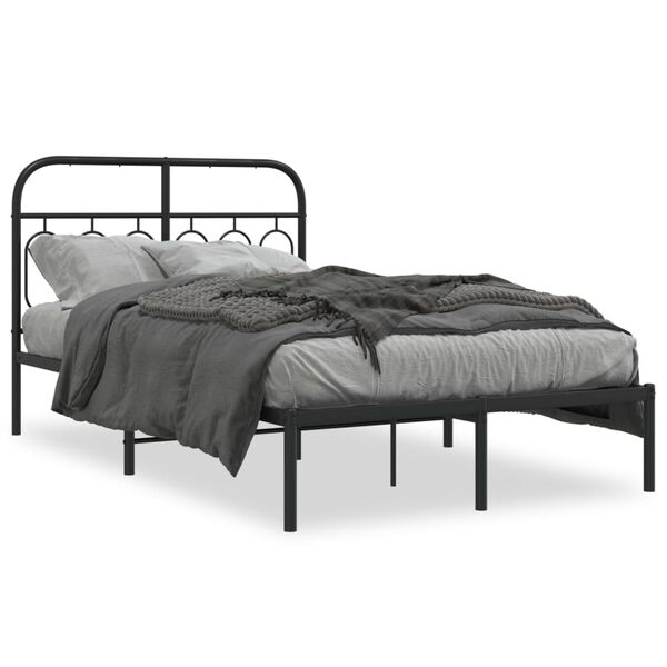 vidaXL Cadre de lit métal sans matelas avec tête de lit noir 120x200cm