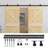 vidaXL Porte coulissante 2 pcs Naturel et noir Bois de pin massif