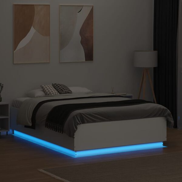 vidaXL Cadre de lit avec LED sans matelas blanc 120x190 cm