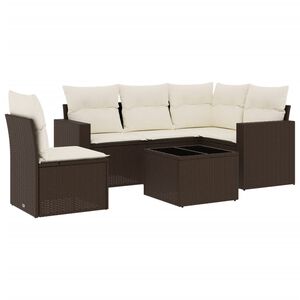 vidaXL Salon de jardin avec coussins 6 pcs marron r&eacute;sine tress&eacute;e