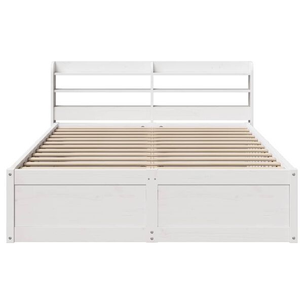 vidaXL Cadre de lit avec tête de lit blanc 135x190 cm bois pin massif