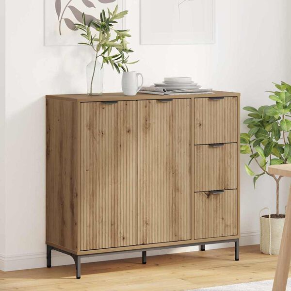 vidaXL Buffet Ch&ecirc;ne artisanal 89,5 x 33 x 82 cm Bois d'ing&eacute;nierie