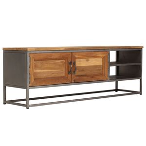 vidaXL Meuble TV Teck recycl&eacute; et acier 120x30x40 cm
