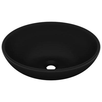 vidaXL Lavabo ovale de luxe Noir mat 40x33 cm Céramique