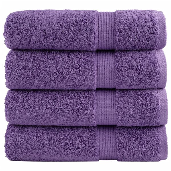 vidaXL Essuie-mains de qualit&eacute; sup&eacute;rieure SOLUND 4 pcs violet 600 g/m&sup2;