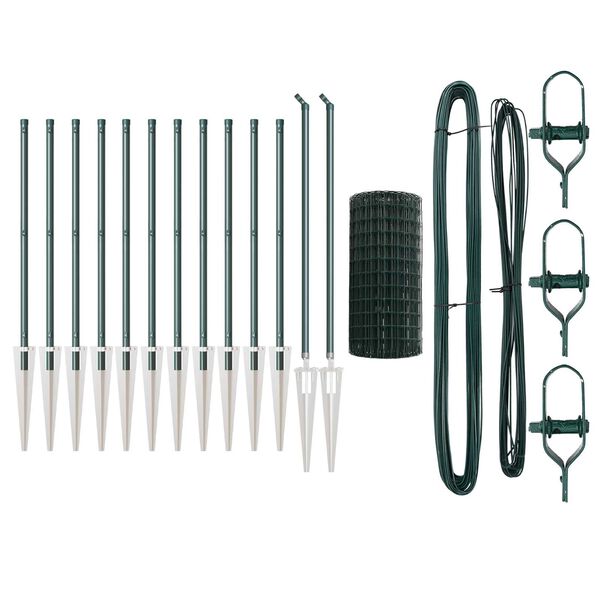 vidaXL Cl&ocirc;ture avec poteau Vert 0,6 x 25 m Acier et PVC