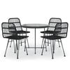 vidaXL Ensemble &agrave; manger de jardin 5 pcs Noir R&eacute;sine tress&eacute;e