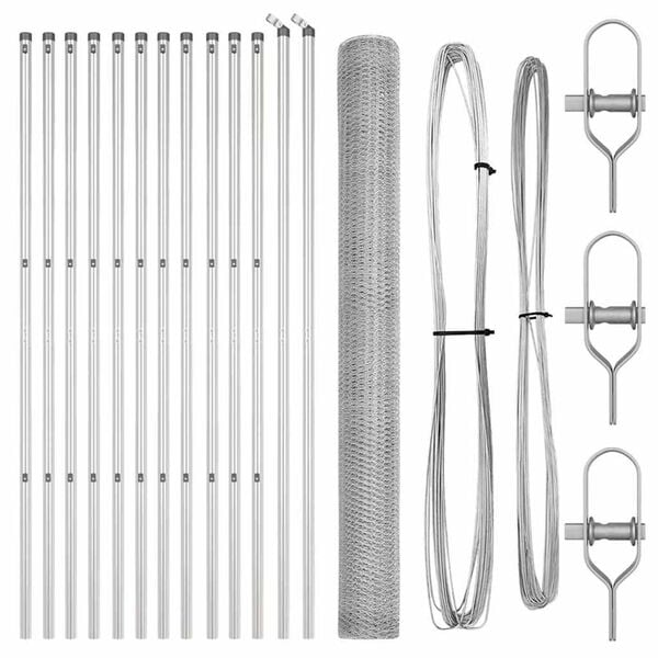 vidaXL Cl&ocirc;ture avec poteaux Argent 1.5 x 25 m Acier recouvert de PVC