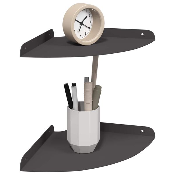 vidaXL &Eacute;tag&egrave;re Flottante d'Angle 2 pcs Noir 24 x 24 x 2 cm