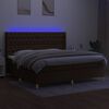 vidaXL Sommier &agrave; lattes de lit matelas et LED Marron fonc&eacute; 200x200 cm