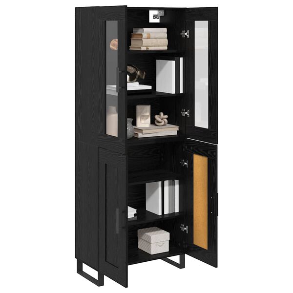 vidaXL Haut Armoire 2 pcs Ch&ecirc;ne noir Bois Agglom&eacute;r&eacute; et Verre