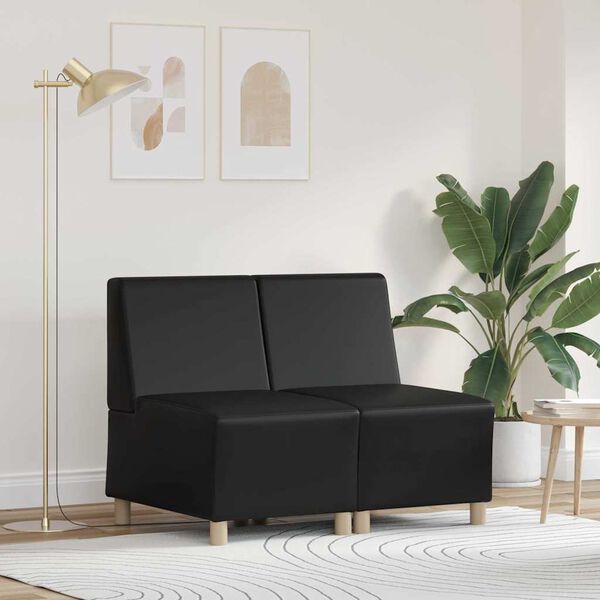 vidaXL Unit&eacute; de Sofa Modulaire Sans Accoudoirs 2 pcs Noir