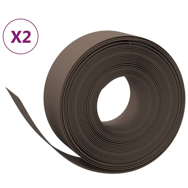 vidaXL Bordures de jardin 2 pcs marron 10 m 20 cm polyéthylène