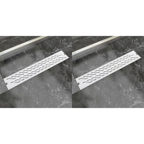 vidaXL Drain de douche lin&eacute;aire 2 pcs 630 x 140 mm Acier inoxydable