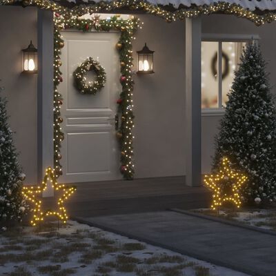 vidaXL Décoration lumineuse étoile de Noël avec piquets 80 LED 60 cm