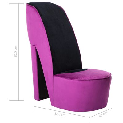 vidaXL Chaise en forme de chaussure à talon haut Violet Velours