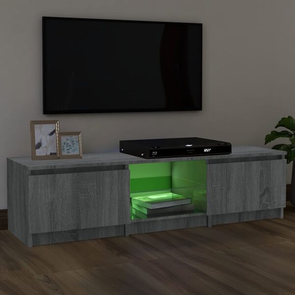 vidaXL Meuble TV avec lumi&egrave;res LED Sonoma gris 140x40x35,5 cm