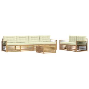 vidaXL Ensemble de canap&eacute;s d'ext&eacute;rieur 7 pc Blanc et cr&egrave;me Polyester
