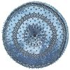 vidaXL Pouf rond avec broderie Velours 60x25 cm Bleu