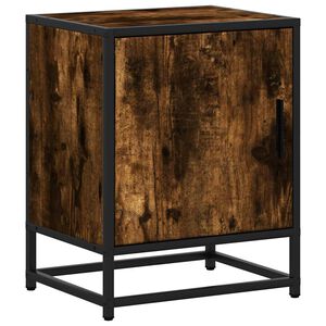 vidaXL Table de chevet ch&ecirc;ne fum&eacute; 40x31x50 cm bois d'ing&eacute;nierie m&eacute;tal