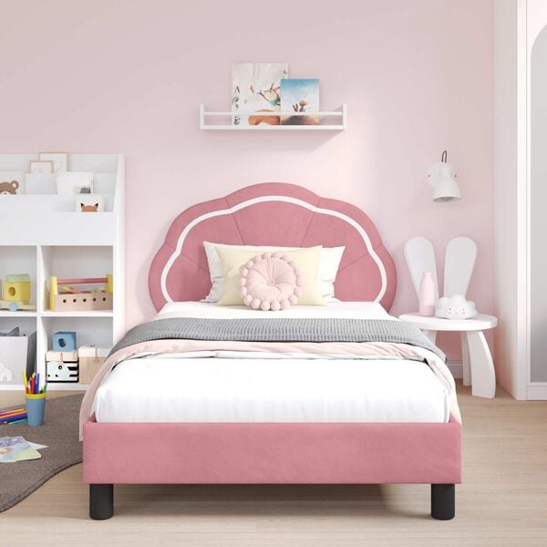 vidaXL Cadre de lit pour enfants avec tête de lit Rose 80 x 200 cm