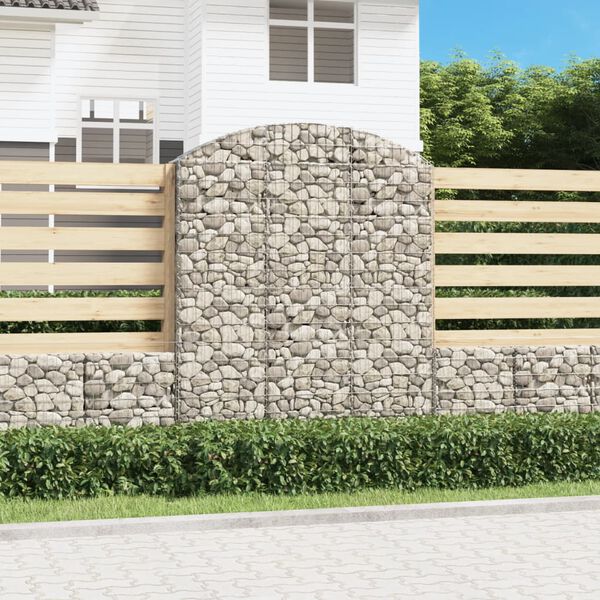vidaXL Panier de gabions arqu&eacute; 150x30x180/200 cm Fer galvanis&eacute;