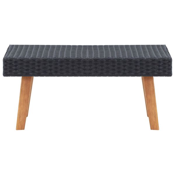 vidaXL Table basse de jardin Résine tressée Noir