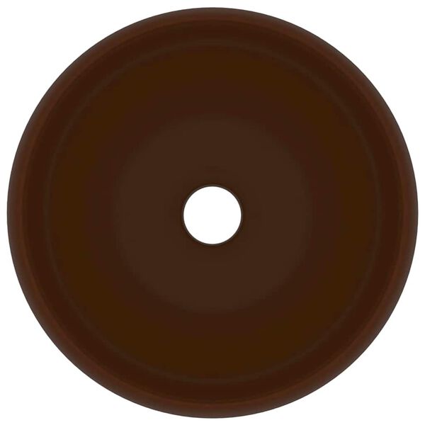 vidaXL Lavabo rond de luxe Marron fonc&eacute; mat 40x15 cm C&eacute;ramique