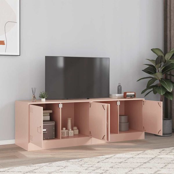 vidaXL Meubles TV 2 pcs rose 67x39x44 cm acier