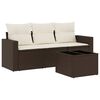 vidaXL Salon de jardin 4 pcs avec coussins marron r&eacute;sine tress&eacute;e