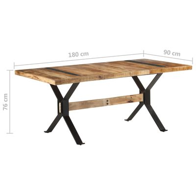 vidaXL Table de salle à manger 180x90x76 cm Bois de manguier brut