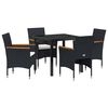vidaXL Ensemble de salle &agrave; manger pour jardin 5 pc Noir polyrotin