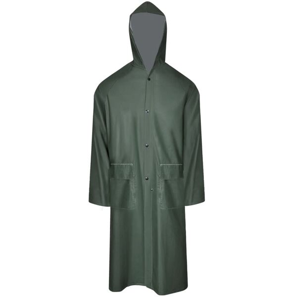 vidaXL Manteau de pluie long imperméable résistant à capuche vert XXL
