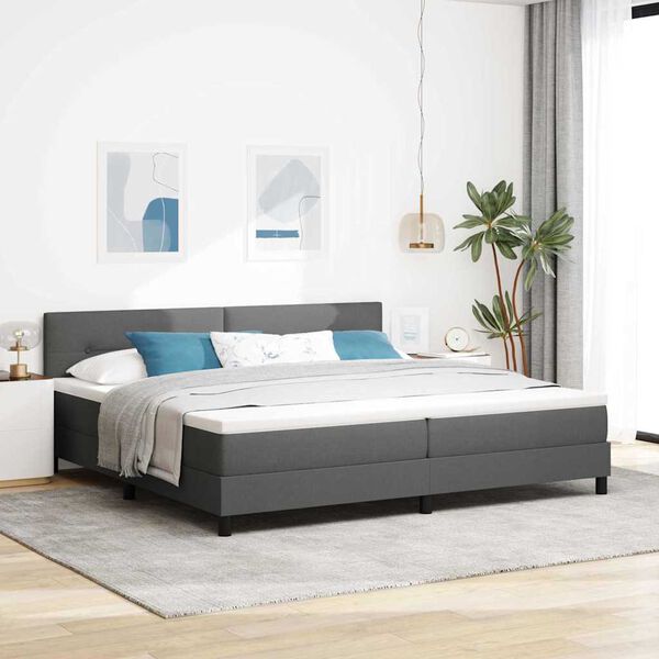 vidaXL Lit &agrave; ressorts avec matelas Gris fonc&eacute; 200 x 200 cm tissu