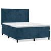 vidaXL Sommier &agrave; lattes de lit et matelas Bleu fonc&eacute; 140x190cm Velours