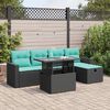 vidaXL Salon de jardin avec coussins 6 pcs gris r&eacute;sine tress&eacute;e acacia