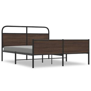 vidaXL Cadre de lit en m&eacute;tal sans matelas ch&ecirc;ne marron 150x200 cm