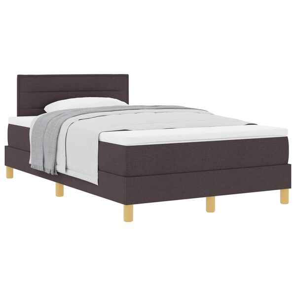 vidaXL Lit &agrave; ressorts avec matelas Marron fonc&eacute; 120 x 190 cm tissu