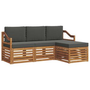 vidaXL Ensemble de canap&eacute;s d'ext&eacute;rieur 4 pcs Naturel et Anthracite